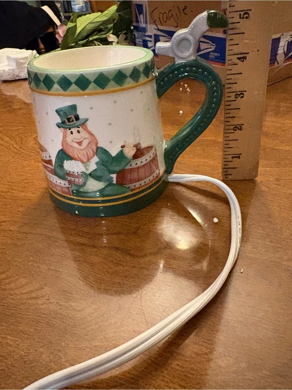 Vintage Holiday Leprechaun Ceramic Mug - Green